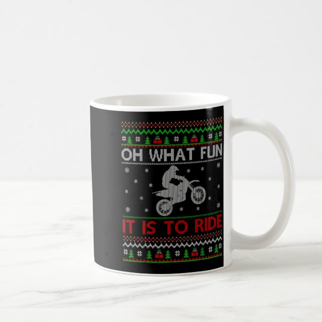Oh What Fun It Is To Ride Xmas Ugly Motocross Chri Coffee Mug (Right)