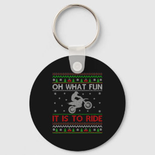 Oh What Fun It Is To Ride Xmas Ugly Motocross Chri Key Ring