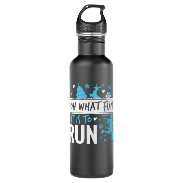 Oh What Fun It Is to Run Christmas Runner Running 710 Ml Water Bottle (Front)