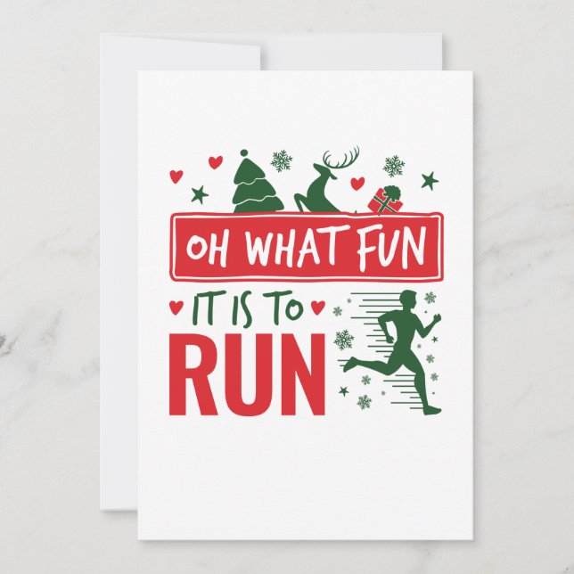 Oh What Fun It Is to Run Christmas Running Runner Holiday Card (Front)