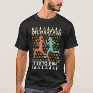 Oh What Fun It Is To Run Fun Runners Christmas Gif T-Shirt