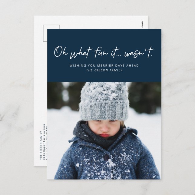 Oh what fun it wasn't navy funny photo holiday postcard (Front/Back)