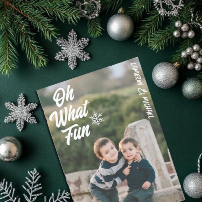 Oh What Fun Kids Photo Christmas Holiday Card (Creator Uploaded)