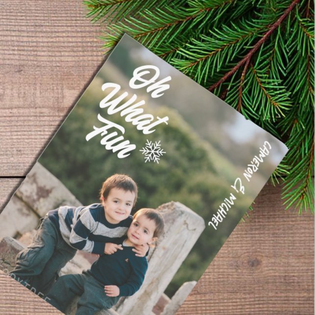 Oh What Fun Kids Photo Christmas Holiday Postcard (Creator Uploaded)