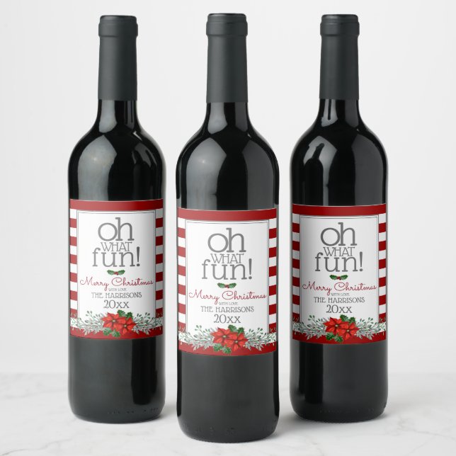 Oh What Fun Merry Christmas Wine Label (Bottles)