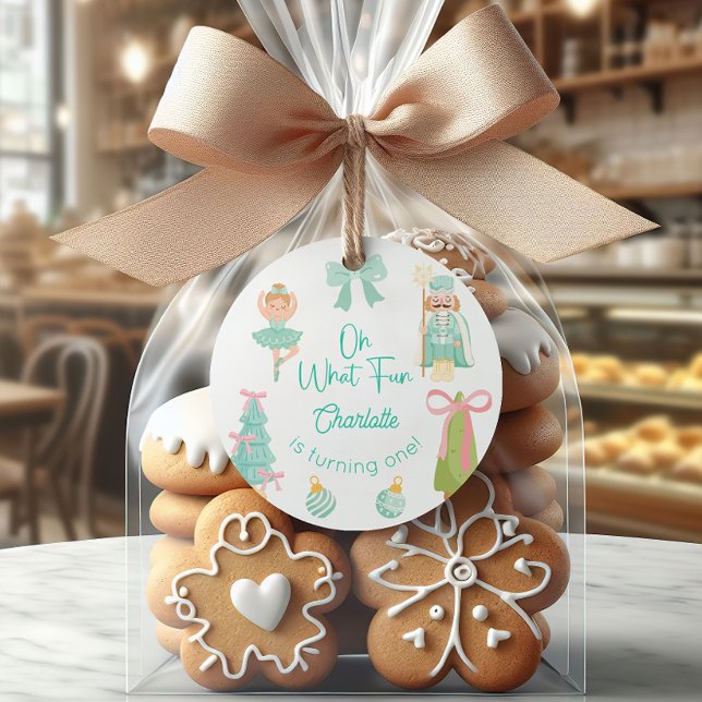 Oh What Fun Mint Nutcracker Birthday Classic Round Sticker (Creator Uploaded)