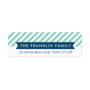 OH WHAT FUN mint stripe simple modern holiday Return Address Label