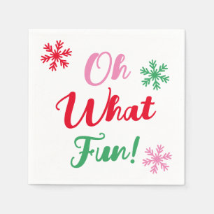 Oh What Fun! Modern Festive Script Christmas Party Napkin
