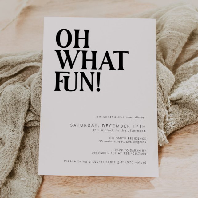 Oh What Fun! Modern & Minimalist Christmas Party Invitation (Creator Uploaded)