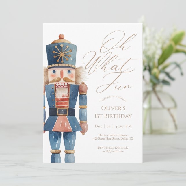 Oh What Fun Nutcracker 1st Birthday Invitation (Standing Front)