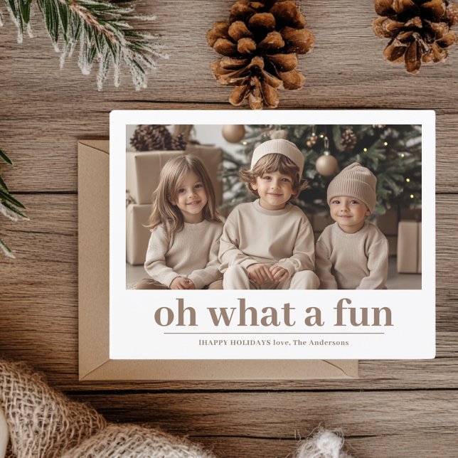 Oh What Fun! Personalised Happy Holiday Photo Postcard (Creator Uploaded)