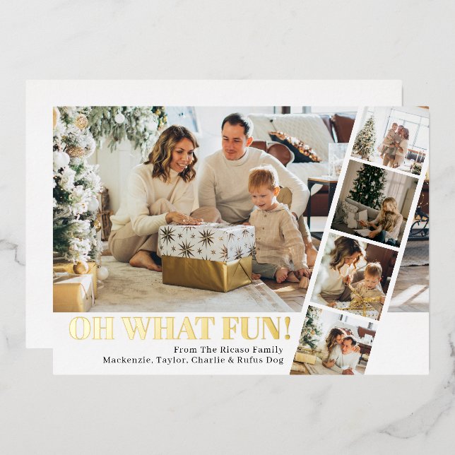 Oh What Fun Personalized Christmas Foil Holiday Card (Front/Back)