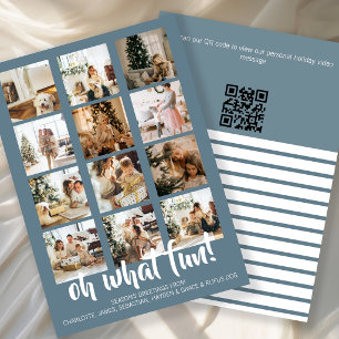 Oh What Fun Photo Christmas Personalised QR Code Holiday Card