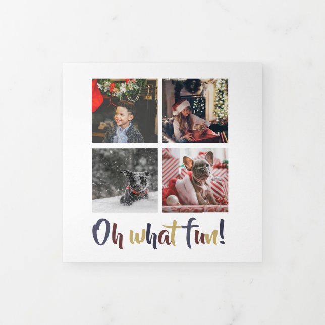 Oh What Fun Photo Personalised Christmas Tri-Fold Holiday Card (Cover)