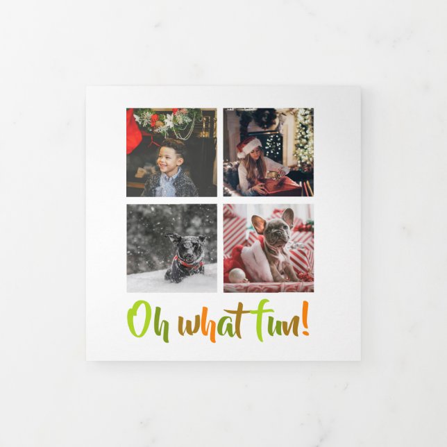 Oh What Fun Photo Personalised Christmas Tri-Fold Holiday Card (Cover)