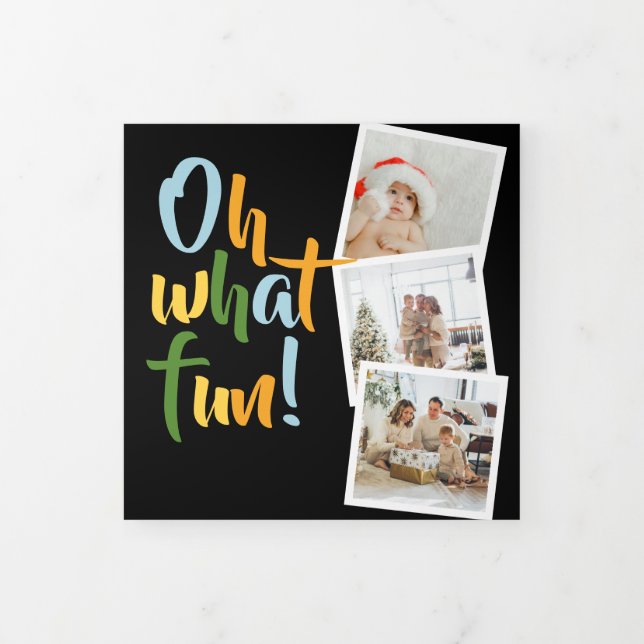 Oh What Fun Photo Personalised Christmas Tri-Fold Holiday Card (Cover)