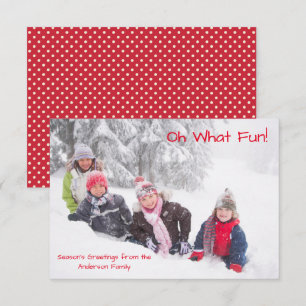 Oh What Fun Photo Red Dots - 3x5 Christmas Card