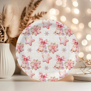 Oh what Fun pink Christmas cookie birthday party Paper Plate