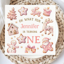 Oh What Fun Pink Cookies Christmas 1st Birthday 