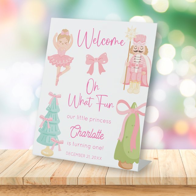 Oh What Fun Pink Nutcracker Birthday Welcome Pedestal Sign (Creator Uploaded)