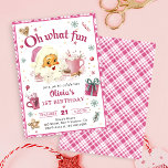 Oh what fun Pink Santa Christmas Cookies Birthday Invitation<br><div class="desc">Oh what fun Pink Santa Christmas Cookies Birthday Invitation</div>