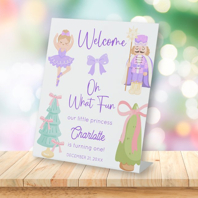 Oh What Fun Purple Nutcracker Birthday Welcome Pedestal Sign (Creator Uploaded)
