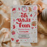 Oh What Fun Red And Pink Christmas Birthday Party Invitation<br><div class="desc">Oh What Fun Red And Pink Christmas Birthday Party Invitation</div>