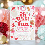 Oh What Fun Red And Pink Christmas Birthday Party Invitation<br><div class="desc">Oh What Fun Red And Pink Christmas Birthday Party Invitation</div>