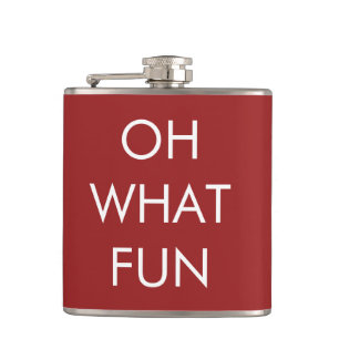 OH What Fun Red Christmas Flask