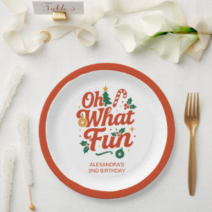 Oh What Fun Retro Christmas Birthday  Paper Plate