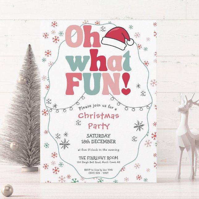 Oh What Fun Retro Christmas Party  Invitation (Creator Uploaded)
