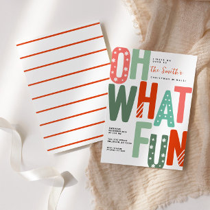 Oh What Fun Retro Colourful Christmas Holiday  Invitation
