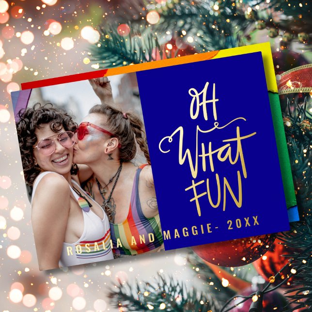 Oh What Fun Royal Blue Holiday Photo Real Foil (Creator Uploaded)