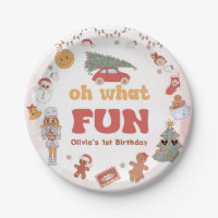 Oh What Fun Santa Chirstmas Birthday Paper Plate