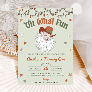 Oh What Fun Santa Christmas Birthday  Invitation