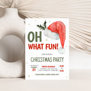 Oh What Fun Santa Christmas Party Invitation