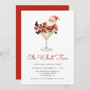 Oh What Fun Santa Modern Christmas Party Invitation