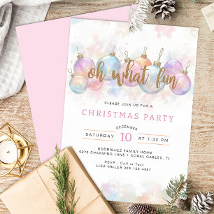 Oh What Fun Script Christmas Party Invitation