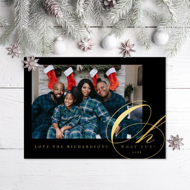 Oh What Fun Script Foil Holiday Card (Creator Uploaded)