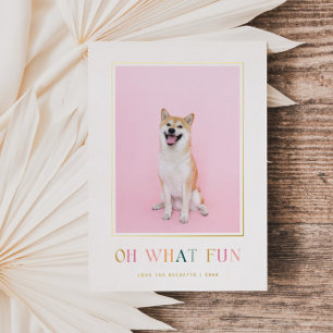 Oh What Fun Simple Colourful Christmas Photo Foil Holiday Card