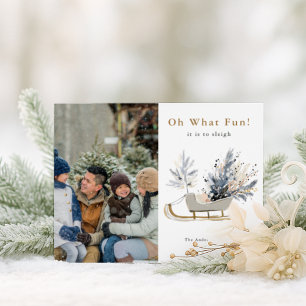 Oh What Fun Sleigh Ride Photo Christmas Holiday Postcard