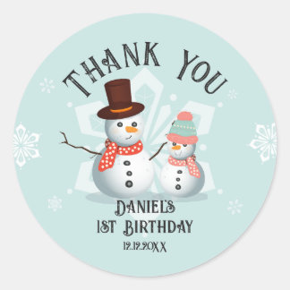 Oh What Fun Snowman Birthday Classic Round Sticker
