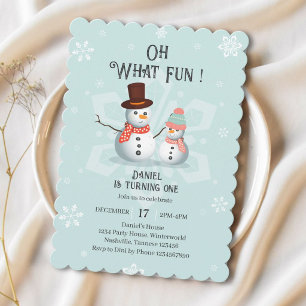 Oh What Fun Snowman Birthday Invitation