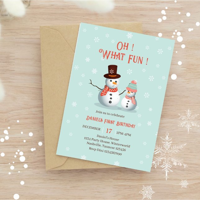 Oh What Fun Snowman Birthday  Invitation (Creator Uploaded)