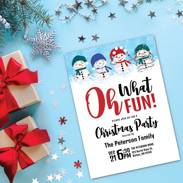 Oh What Fun! Snowmen Christmas Holiday Party Invitation (Creator Uploaded)