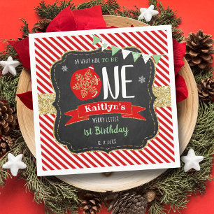Oh What Fun To Be One! Christmas 1st Birthday Napkin