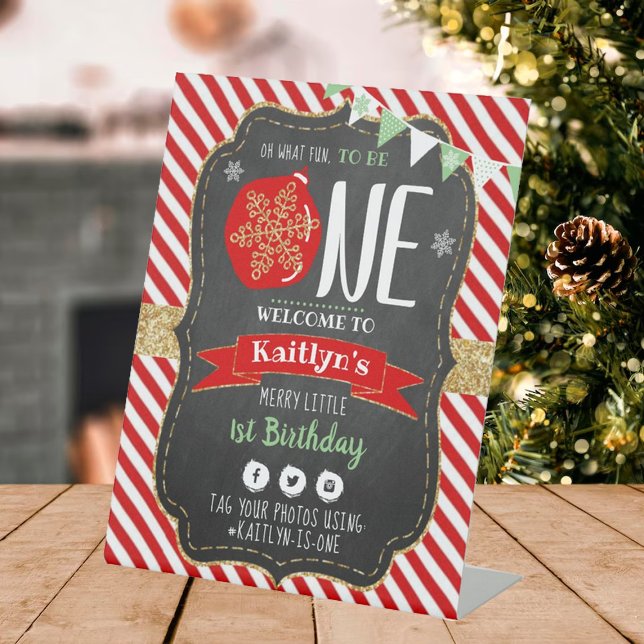 Oh What Fun To Be One! Christmas 1st Birthday Pedestal Sign (Creator Uploaded)