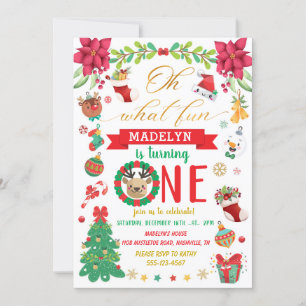 Oh What Fun To Be One Christmas Birthday Invitation