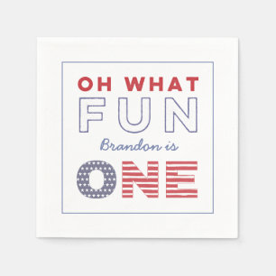 Oh What Fun To Be One! Red White Blue 1st Birthday Napkin