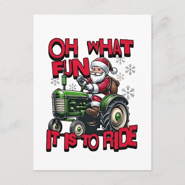 Oh What Fun To is it To Ride Christmas Farmers  Invitation Postcard (Front)
